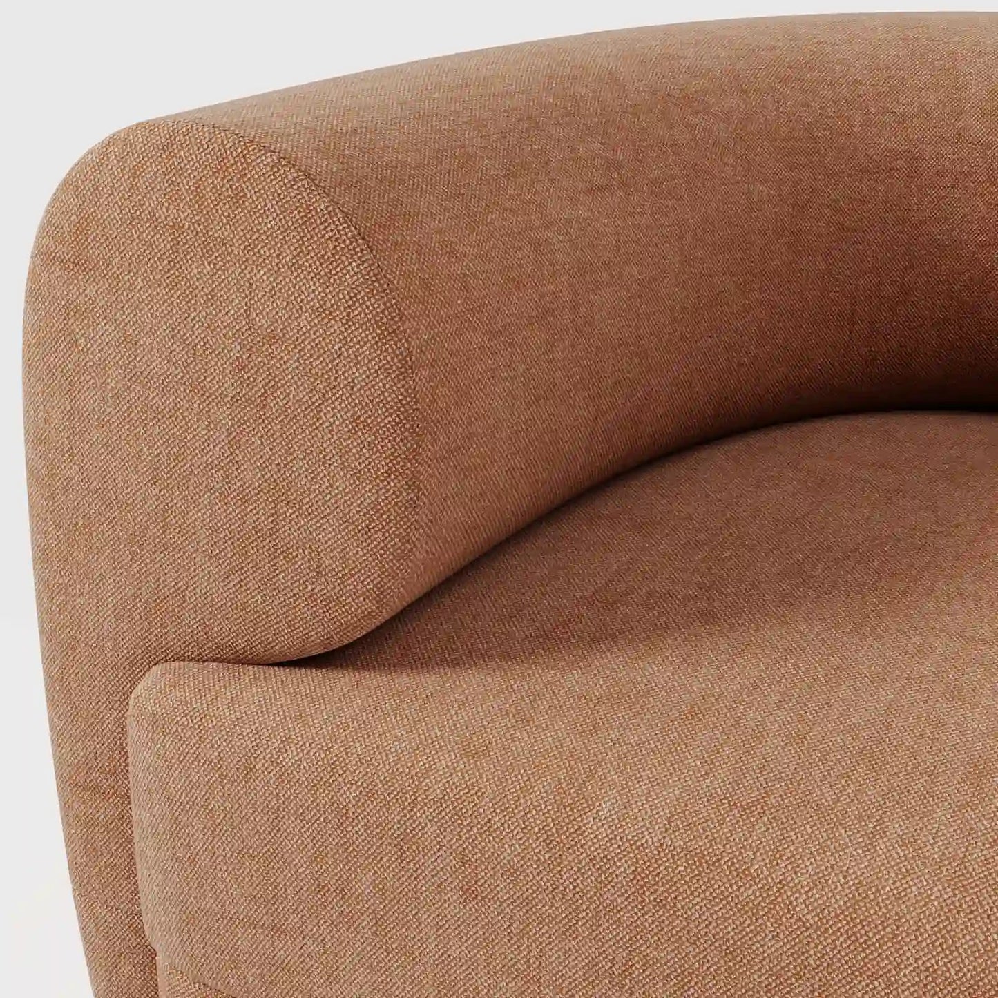 Organic Modern White Bouclé Armchair with Sculptural Wood Base