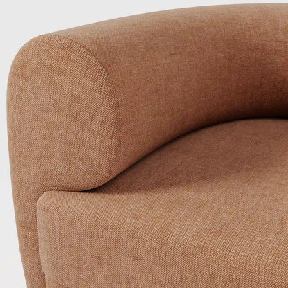 Organic Modern White Bouclé Armchair with Sculptural Wood Base