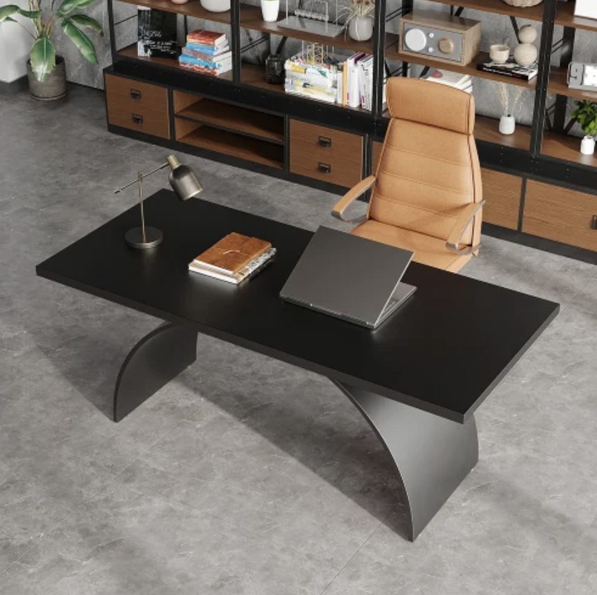 Vault black executive desk seen from above