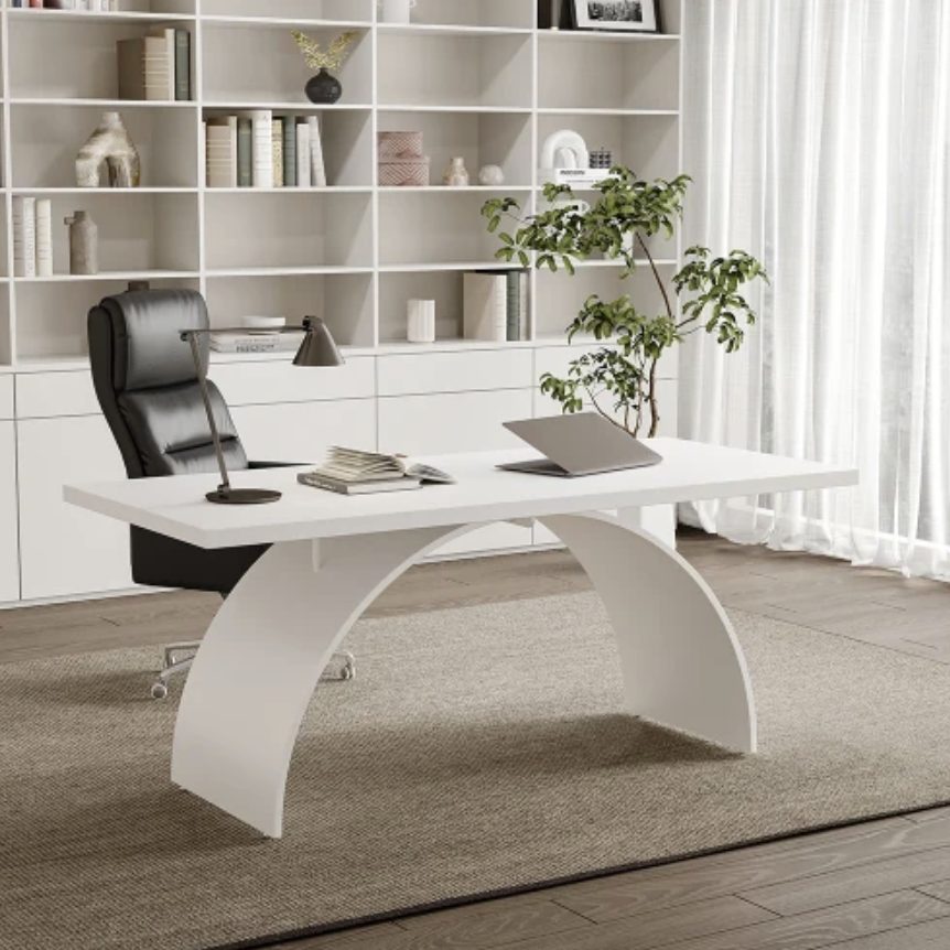 Vault white arch executive desk in a bright study room