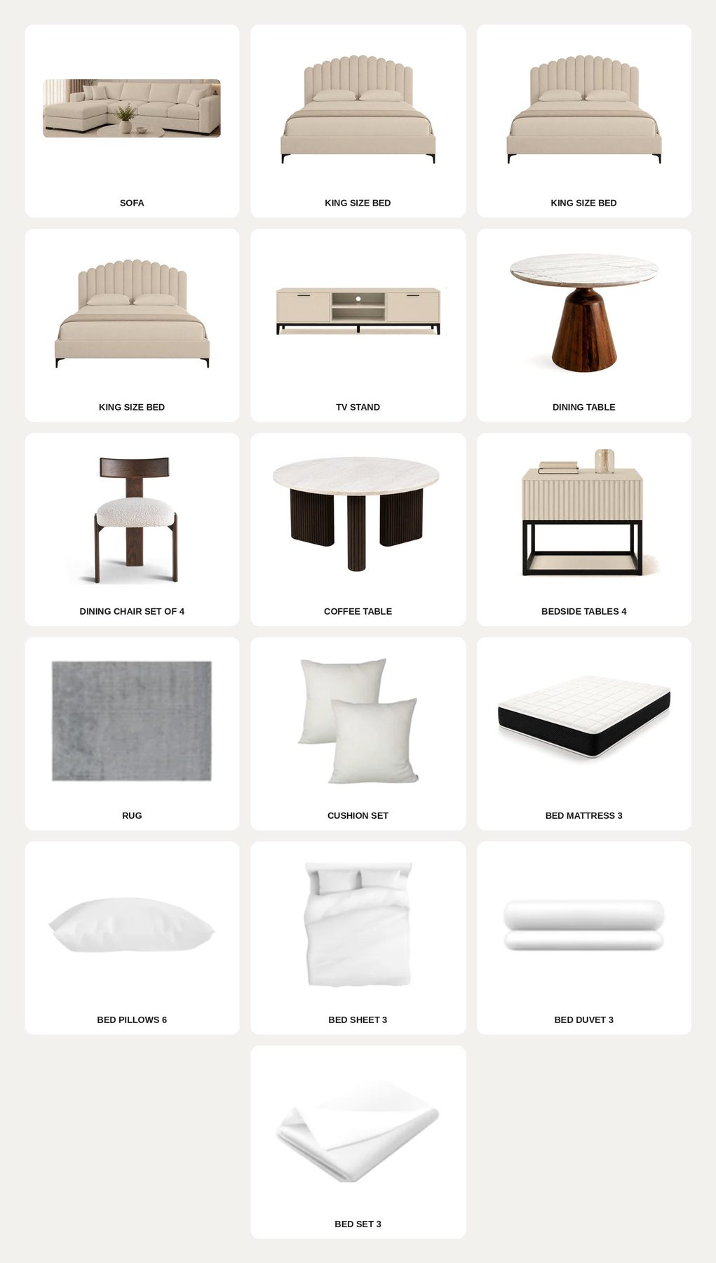 Beige/3-Bedroom36Items
