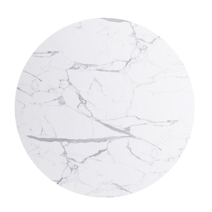 Contemporary Round Dark Grey Concrete Dining Table with Interlocking Arch Base