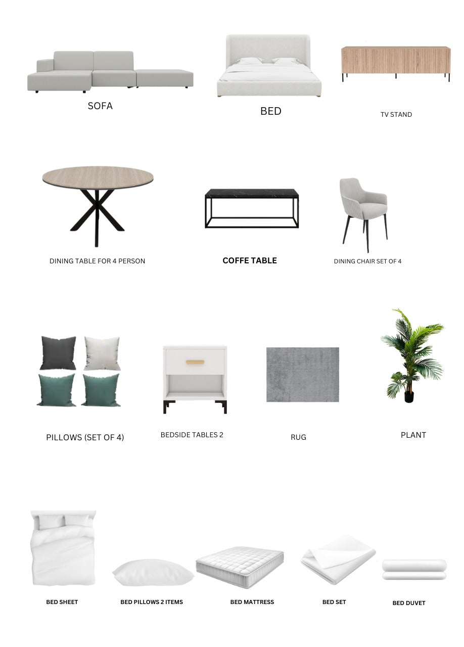 White/1-Bedroom/20Items