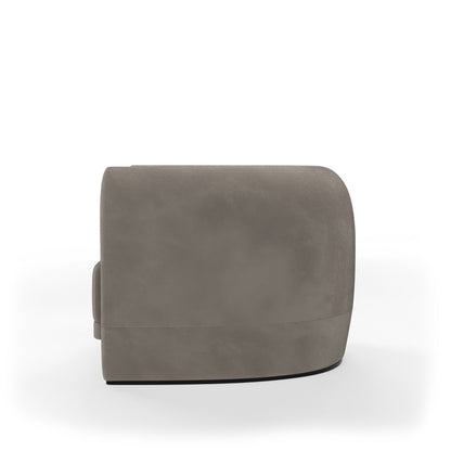 Organic Modern White Bouclé Armchair with Sculptural Wood Base