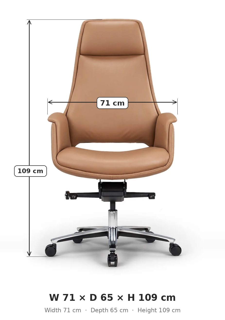 Stanford office chair dimensions: W 71 x D 65 x H 109 cm
