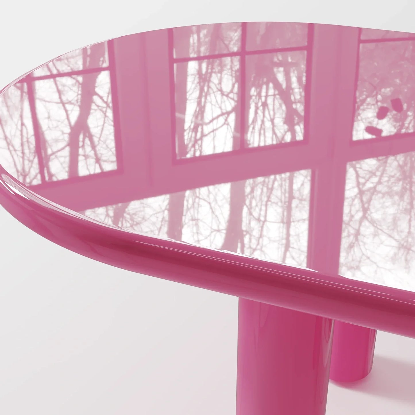 Contemporary Walnut Dining Table with Oversized Pillar Legs