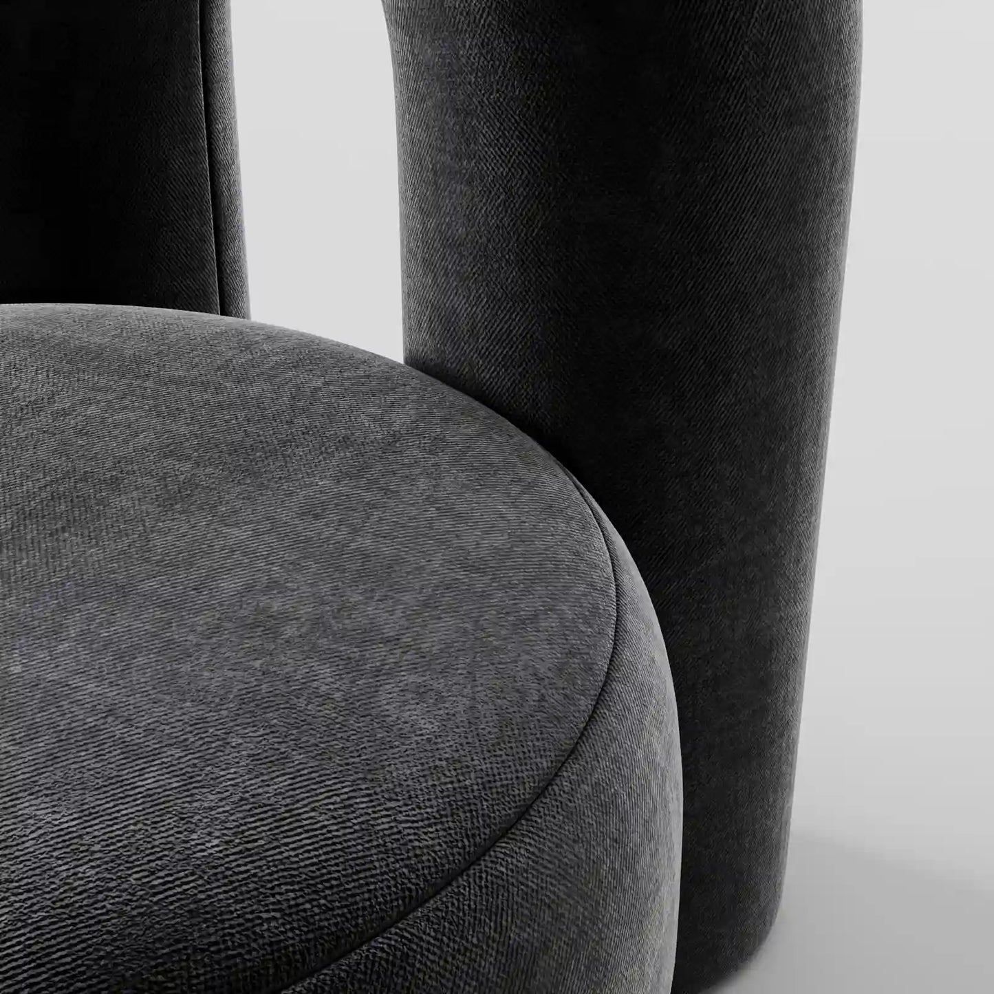 Contemporary Charcoal Velvet Armchair with Oversized Arched Backrest