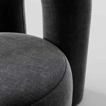 Contemporary Charcoal Velvet Armchair with Oversized Arched Backrest