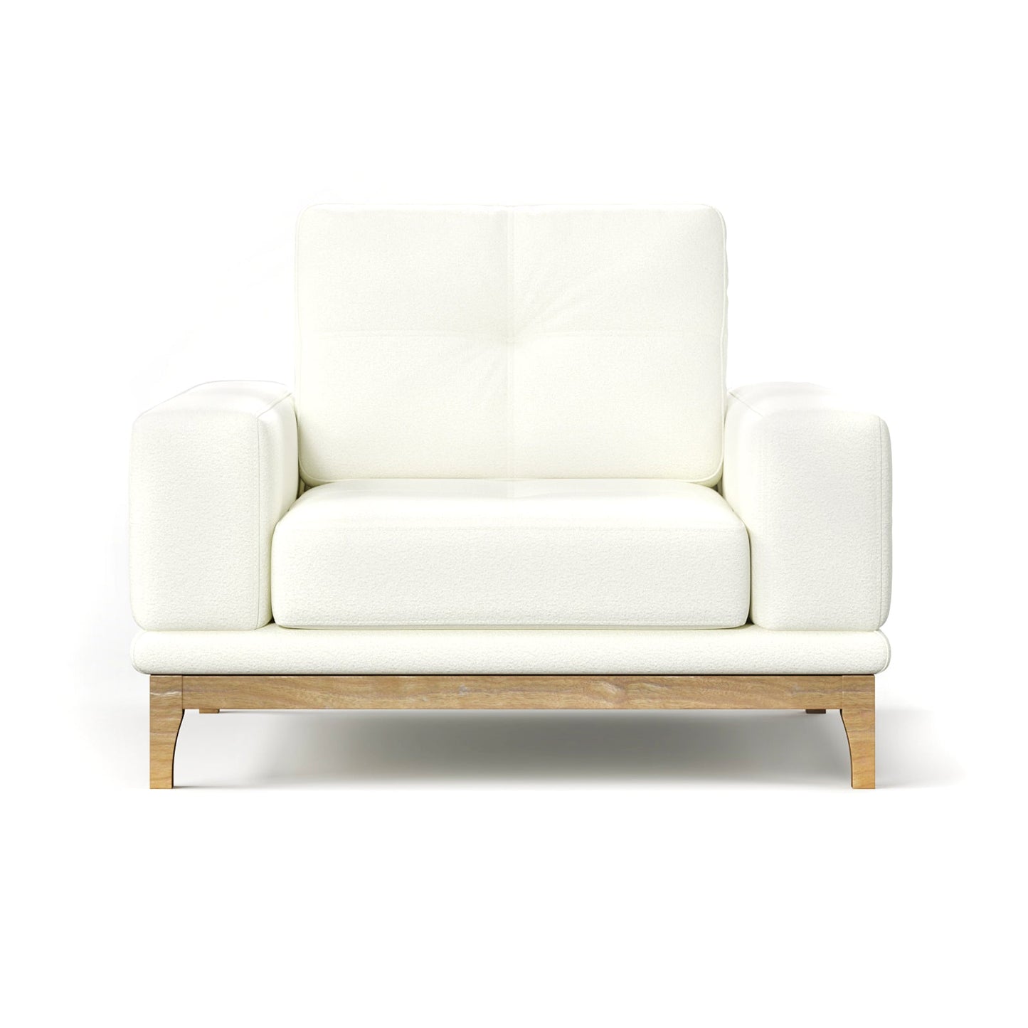 Contemporary Low-Profile Club Chair with Sculptural Wood Frame