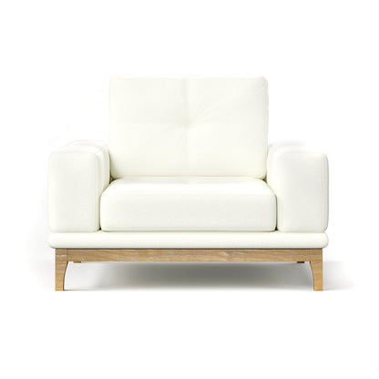 Contemporary Low-Profile Club Chair with Sculptural Wood Frame
