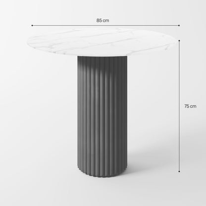 The Noir Ribbed Marble Table: Modern Sculptural Centerpiece with Vertical Texturing