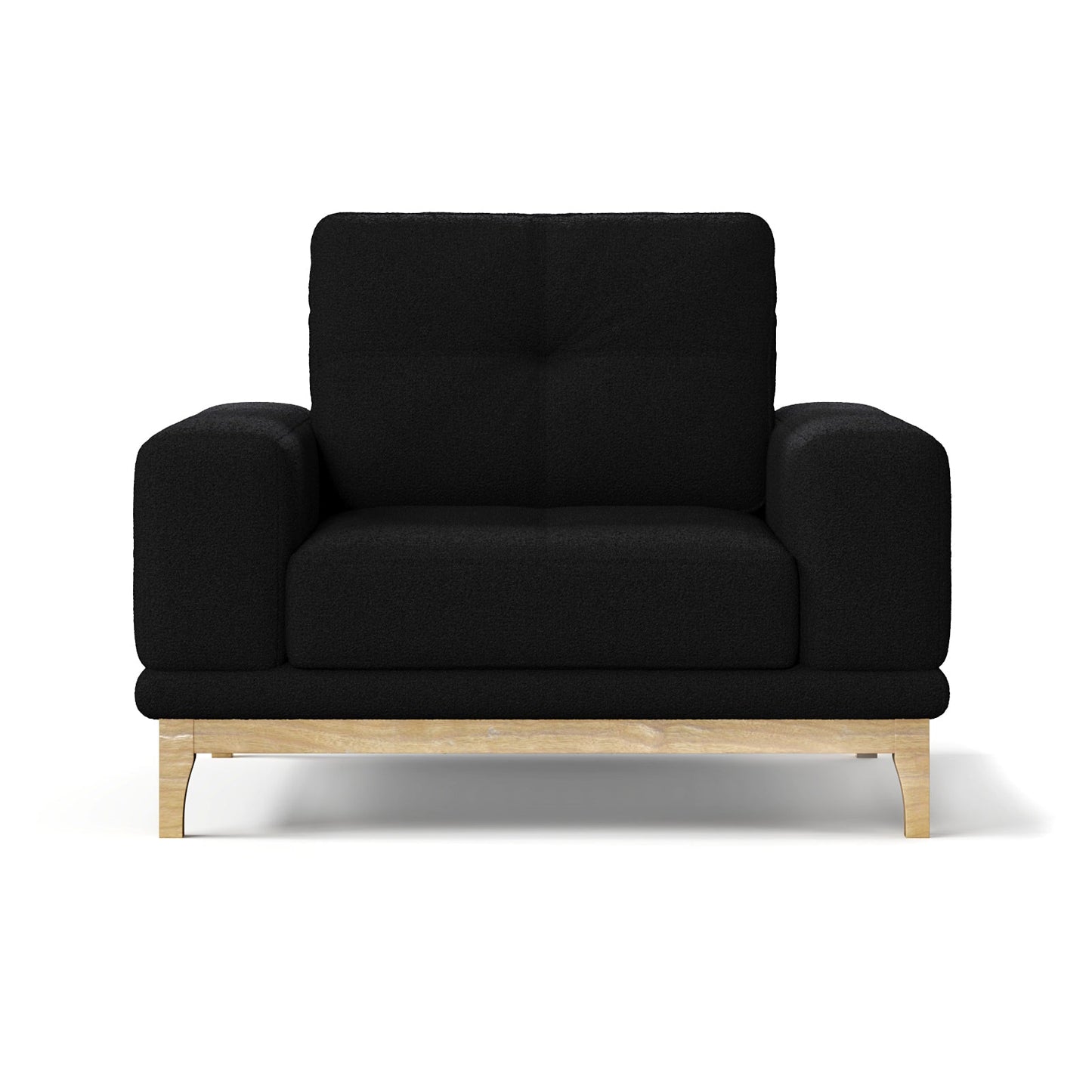 Contemporary Low-Profile Club Chair with Sculptural Wood Frame