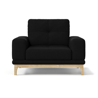 Contemporary Low-Profile Club Chair with Sculptural Wood Frame