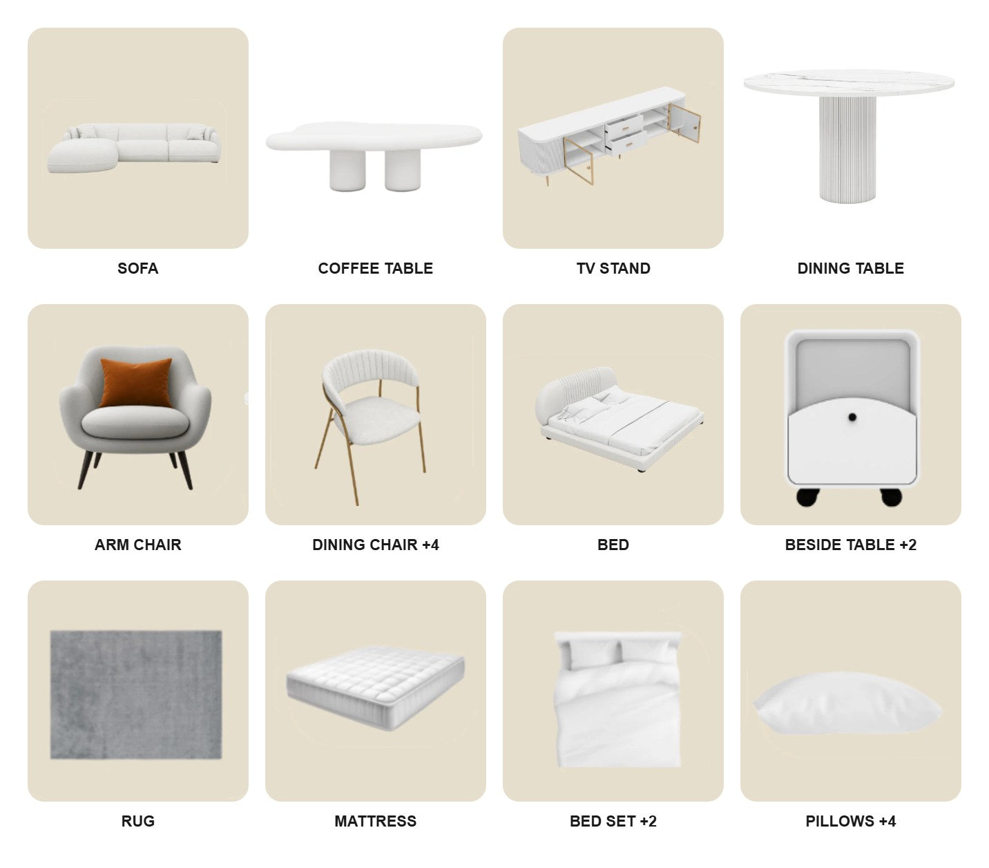White/1Bedroom/20Items