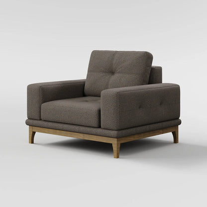 Contemporary Low-Profile Club Chair with Sculptural Wood Frame