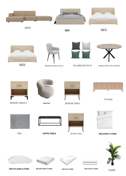 Beige/3-Bedroom/36Items