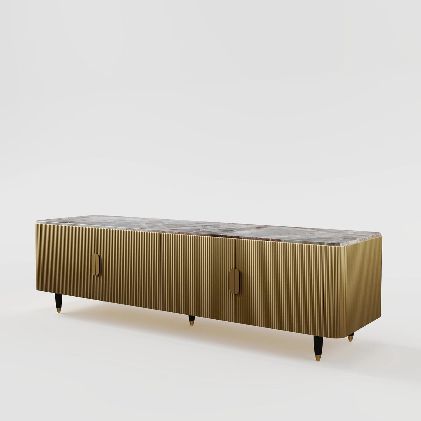 The Regent Console: Premium Brass and Stone Cabinet