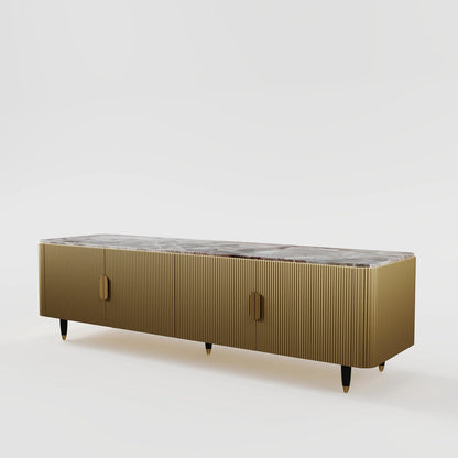 The Regent Console: Premium Brass and Stone Cabinet