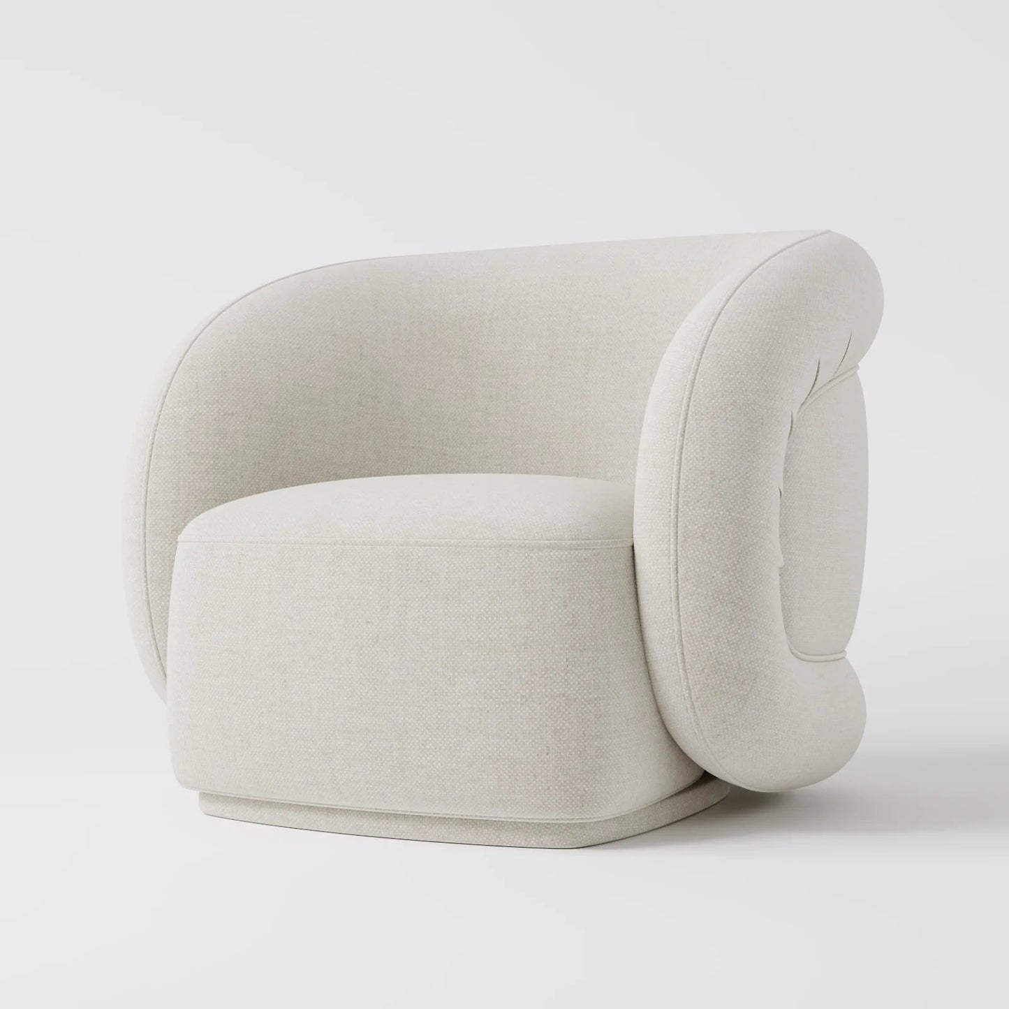 The Serene Lounge: Modern Integrated Armchair in Ivory Texture