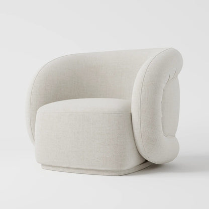 The Serene Lounge: Modern Integrated Armchair in Ivory Texture