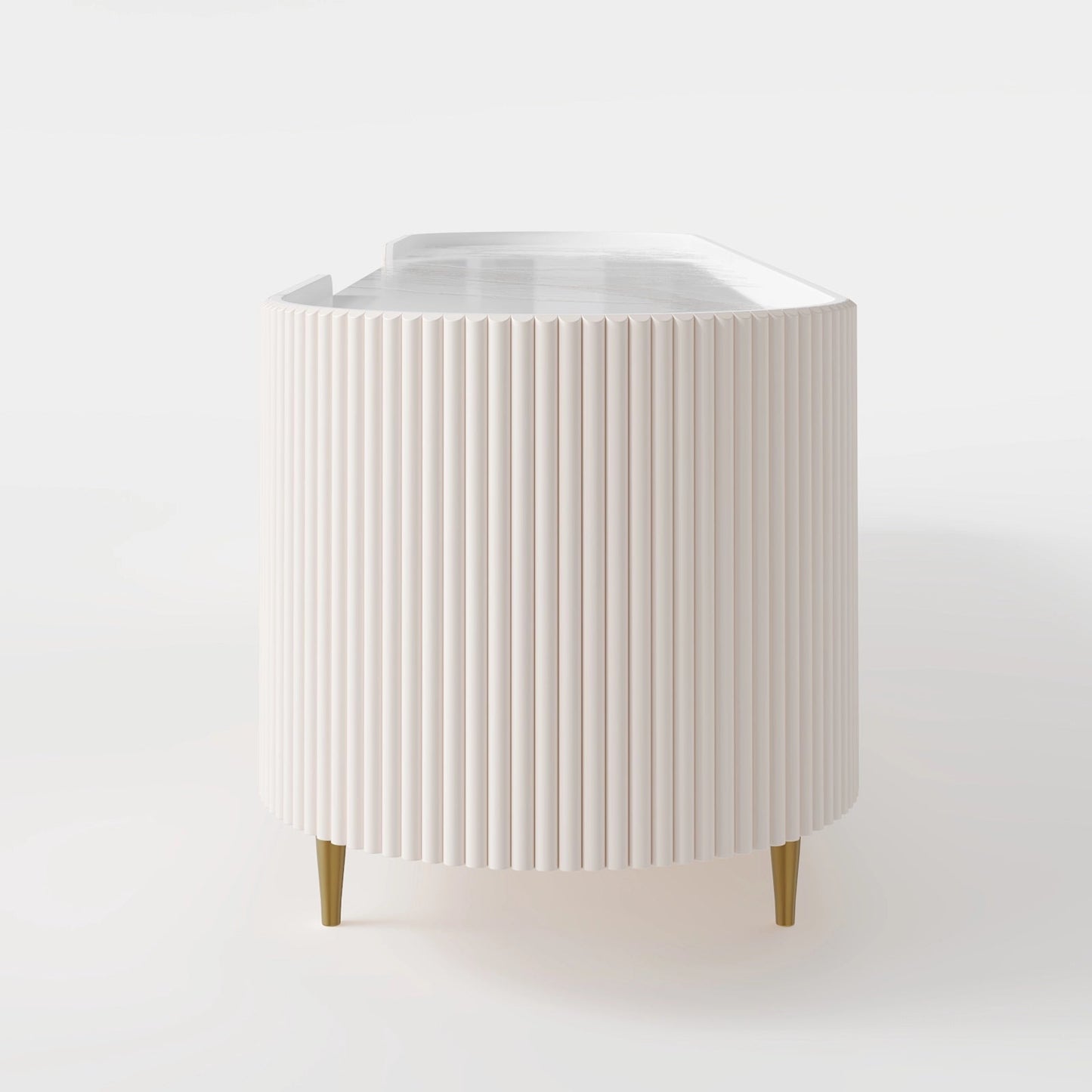 Dark Wood Console with Open Central Shelving