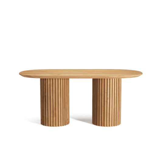 The Augustus Oval Table: Modern Architectural Centerpiece in Fluted Oak