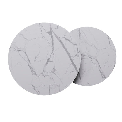 The Duo-Marble Set: Modern Tiered Nesting Tables with Slim Black Circular Supports