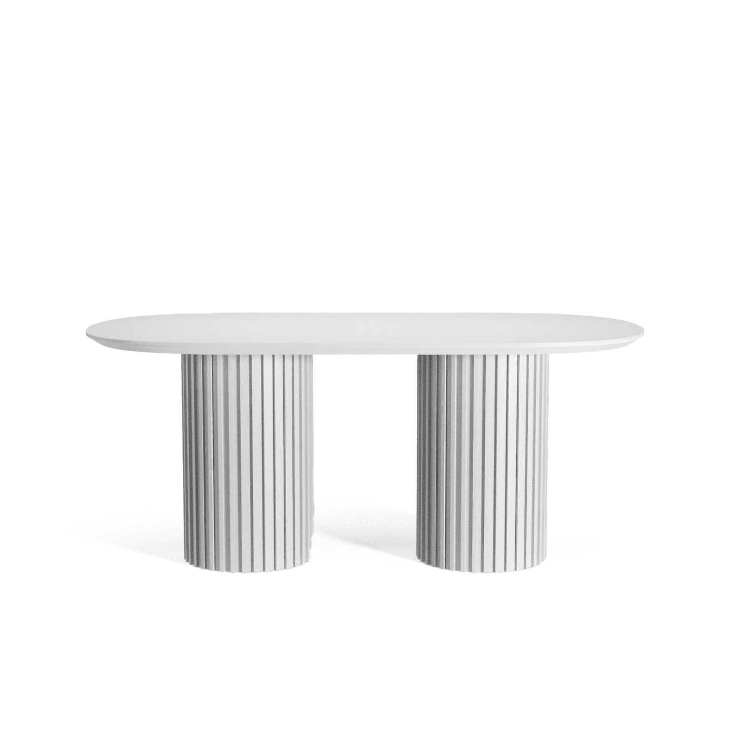 The Augustus Oval Table: Modern Architectural Centerpiece in Fluted Oak