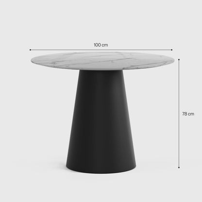The Verona Marble Table: Modern Sculptural Centerpiece with Tapered Cross-Legs