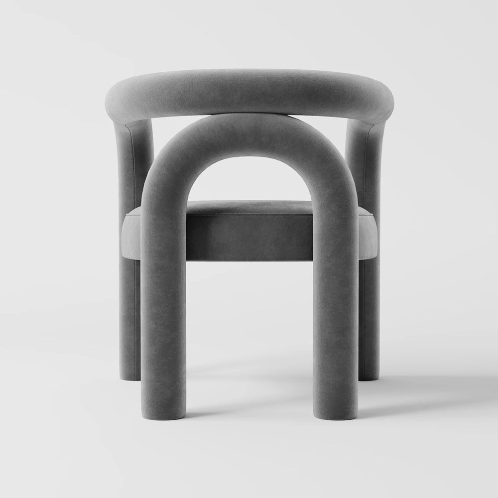 Minimalist Tubular Accent Chair with Geometric Support Silhouette