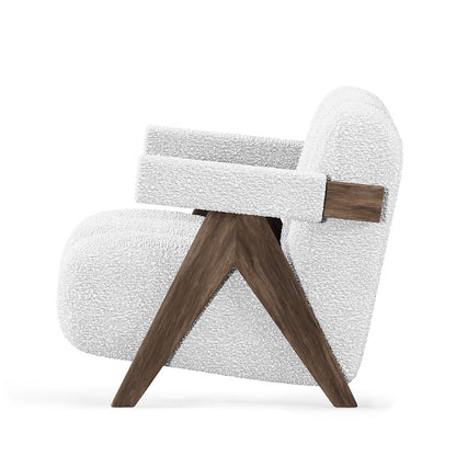 Sculptural Three-Panel Accent Chair with Tapered Walnut Legs