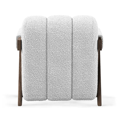 Sculptural Three-Panel Accent Chair with Tapered Walnut Legs