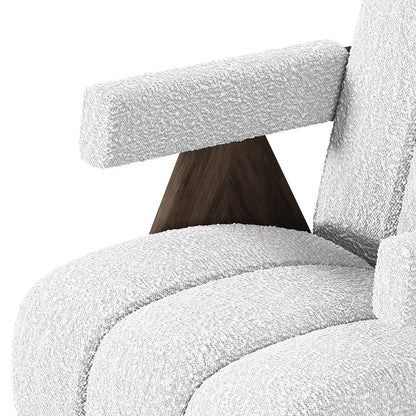 Sculptural Three-Panel Accent Chair with Tapered Walnut Legs