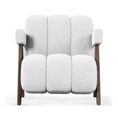 Sculptural Three-Panel Accent Chair with Tapered Walnut Legs