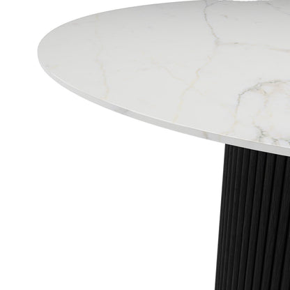 The Carrara Bistro: Modern Round Table with Textured Onyx Column