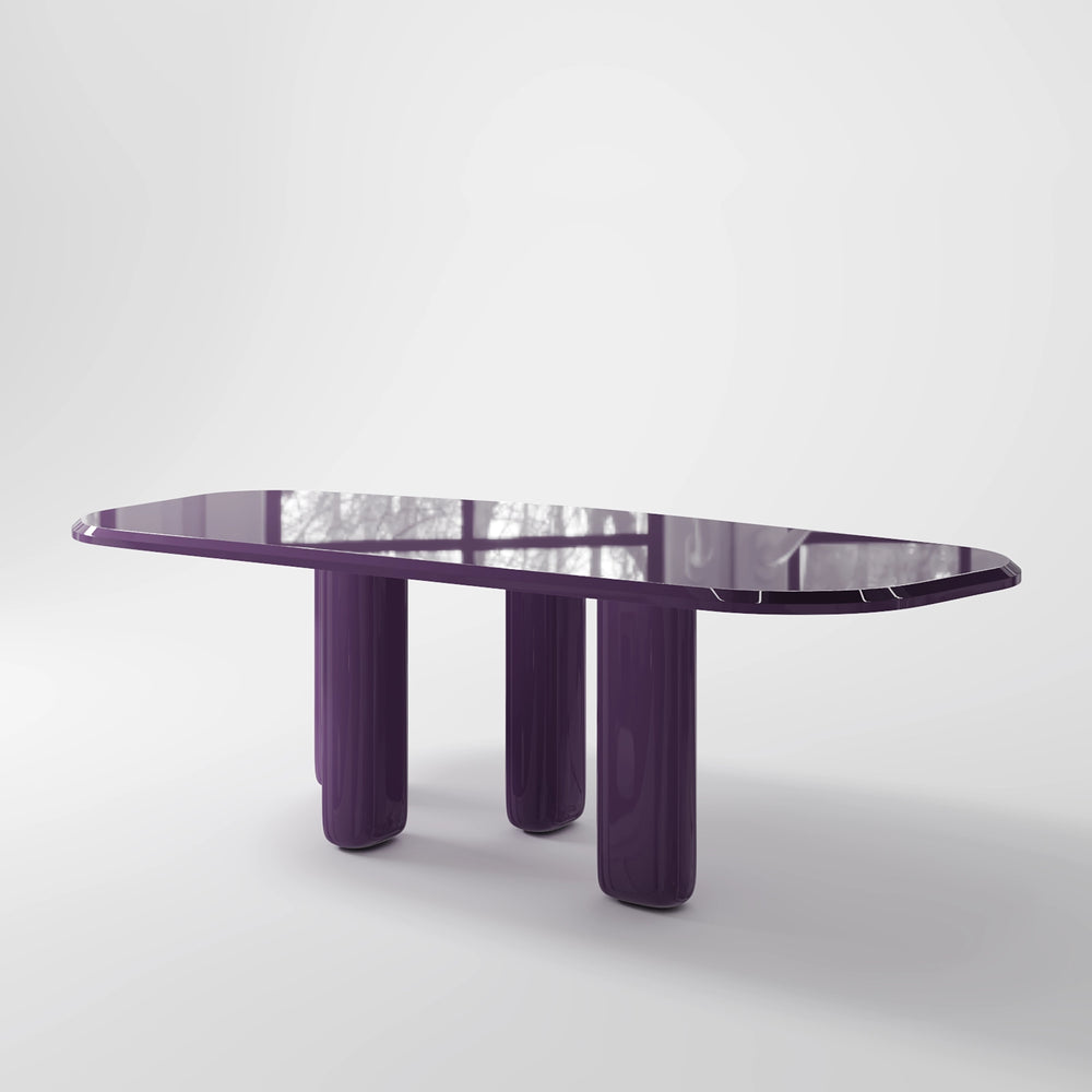 The Aurum Pillar Table: Modern Marble Top with Three Gleaming Brass-Tone Supports