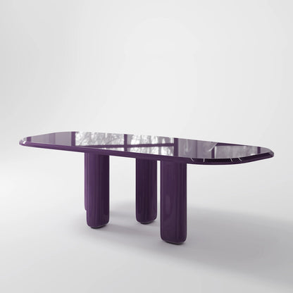 The Aurum Pillar Table: Modern Marble Top with Three Gleaming Brass-Tone Supports