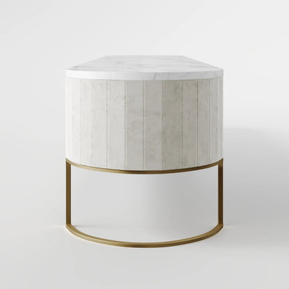 The Aura Console: White Marble and Gold Textured Credenza