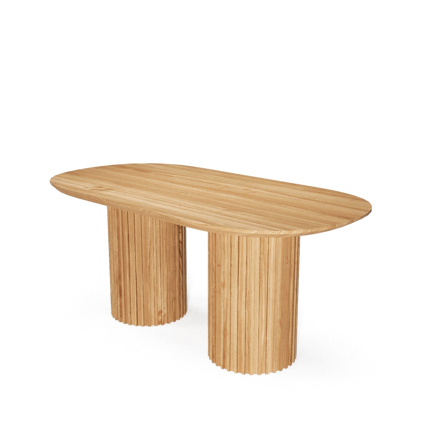 The Augustus Oval Table: Modern Architectural Centerpiece in Fluted Oak