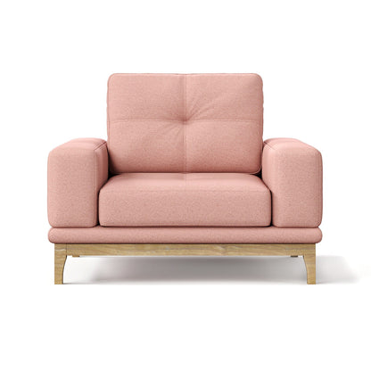 Contemporary Low-Profile Club Chair with Sculptural Wood Frame