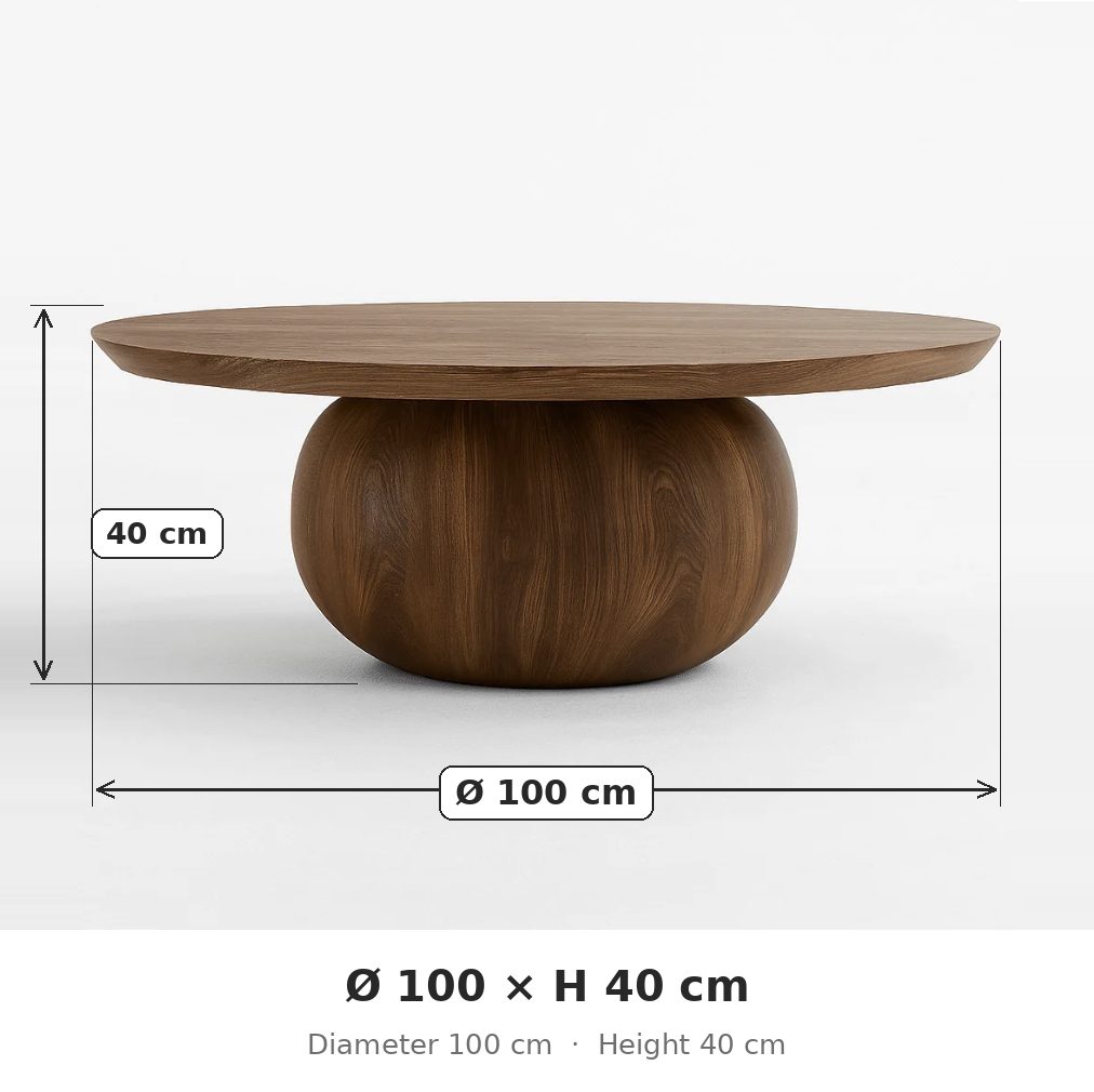 Bloom coffee table dimensions: diameter 100 cm, height 40 cm