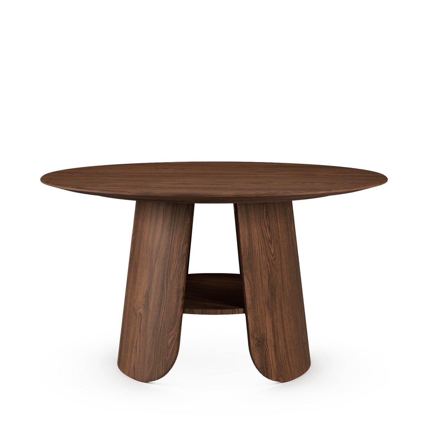 Contemporary Round Natural Oak Dining Table with Fluted Pedestal Base