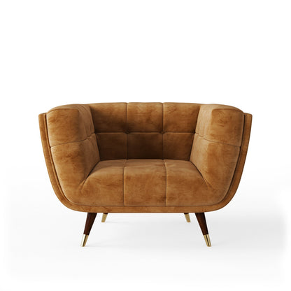 Modern Tan Velvet Accent Arm Chair