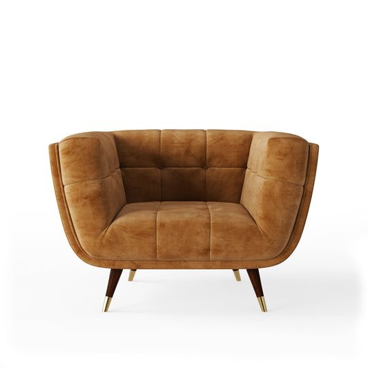 Modern Tan Velvet Accent Arm Chair