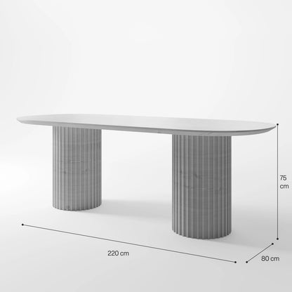 The Augustus Oval Table: Modern Architectural Centerpiece in Fluted Oak