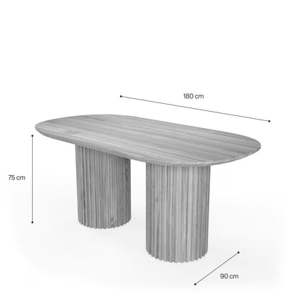 The Augustus Oval Table: Modern Architectural Centerpiece in Fluted Oak