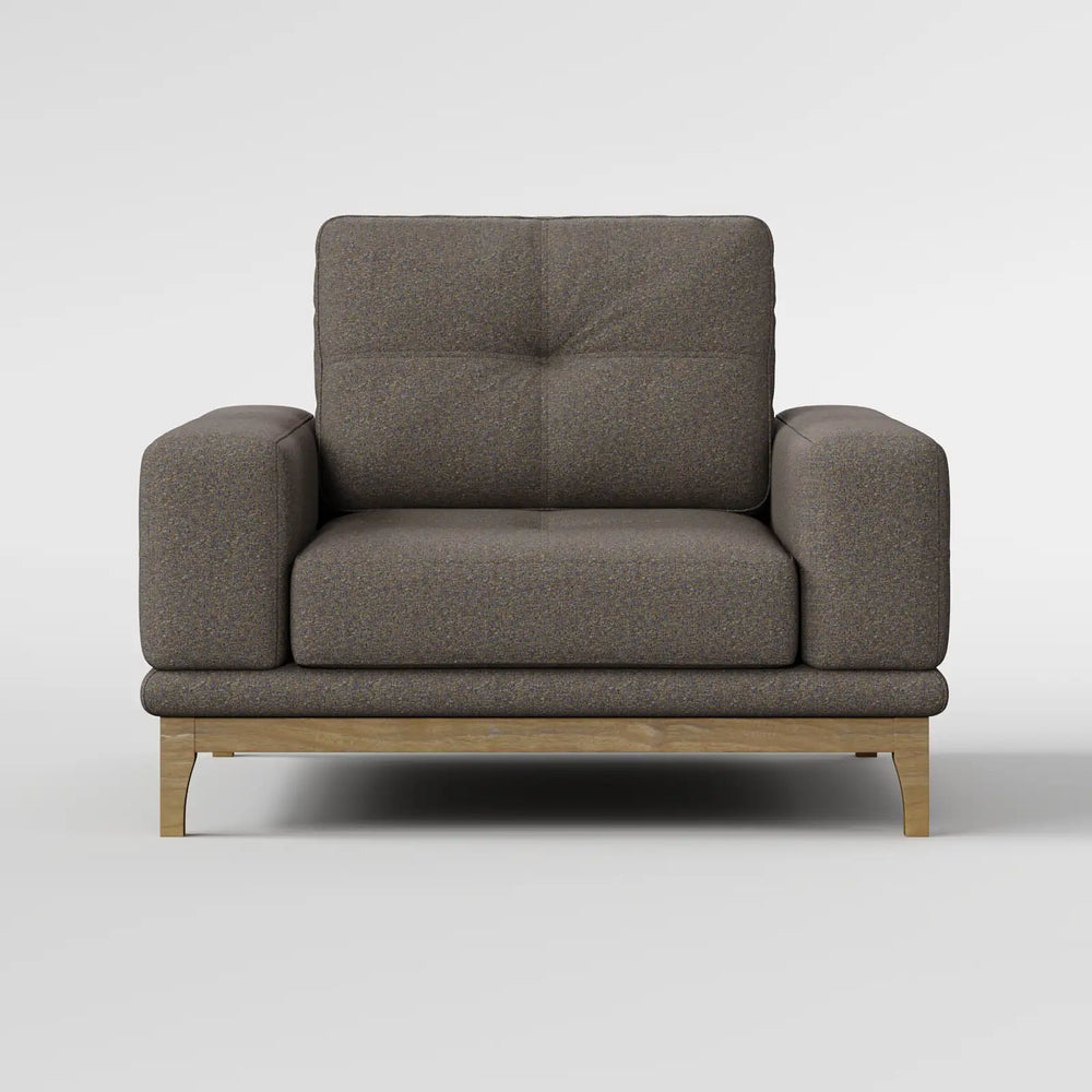 Contemporary Low-Profile Club Chair with Sculptural Wood Frame