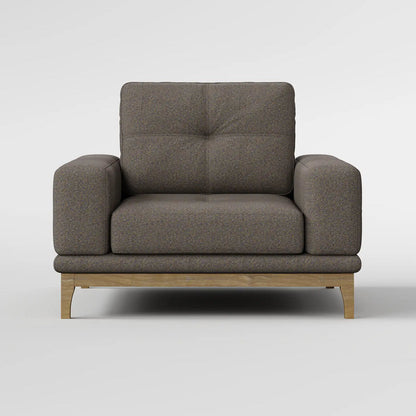 Contemporary Low-Profile Club Chair with Sculptural Wood Frame