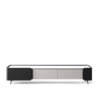 White Slatted Console with Black X-Base