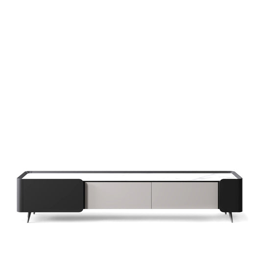 White Slatted Console with Black X-Base